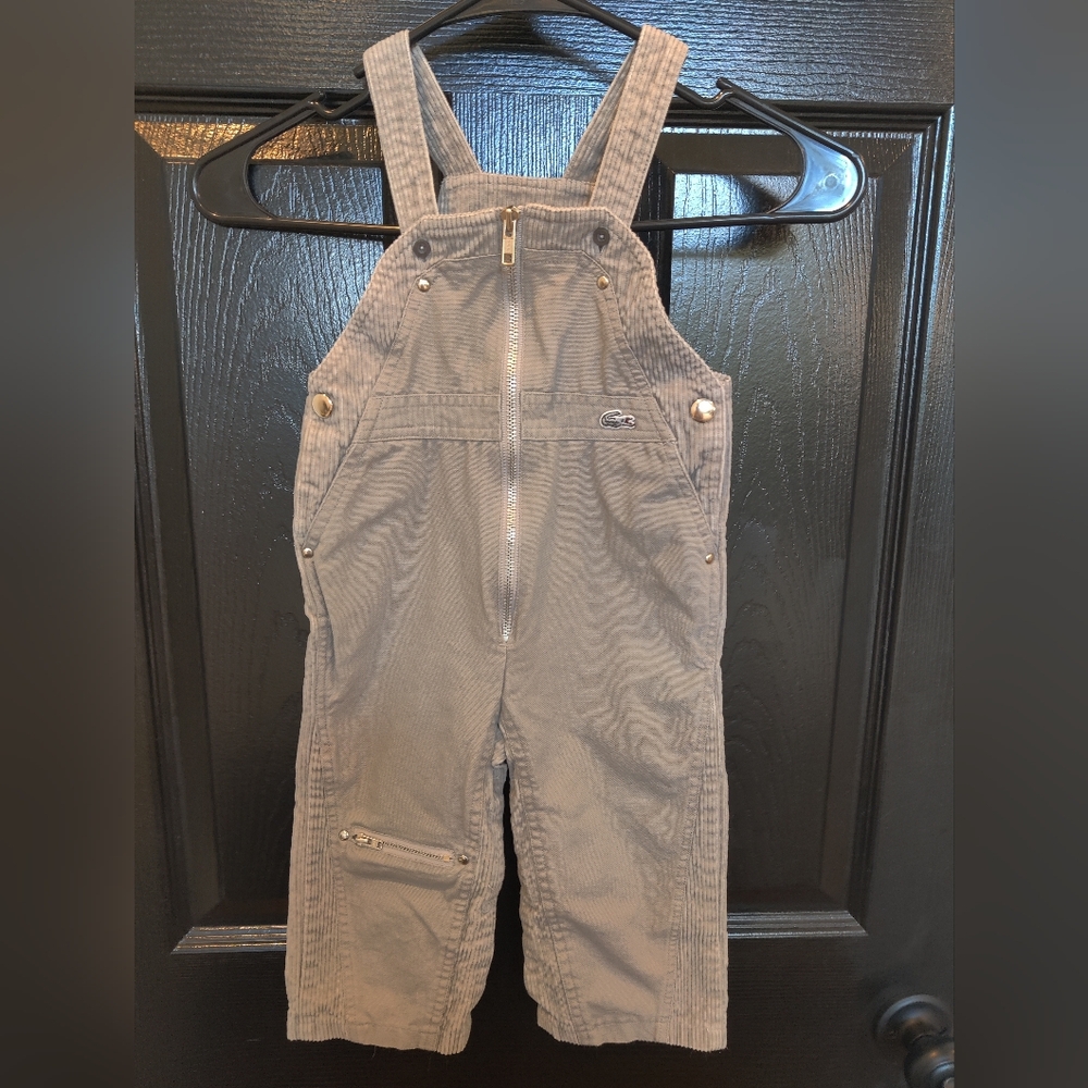 Vintage Gray Izod Lacoste Corduroy and Canvas Overalls